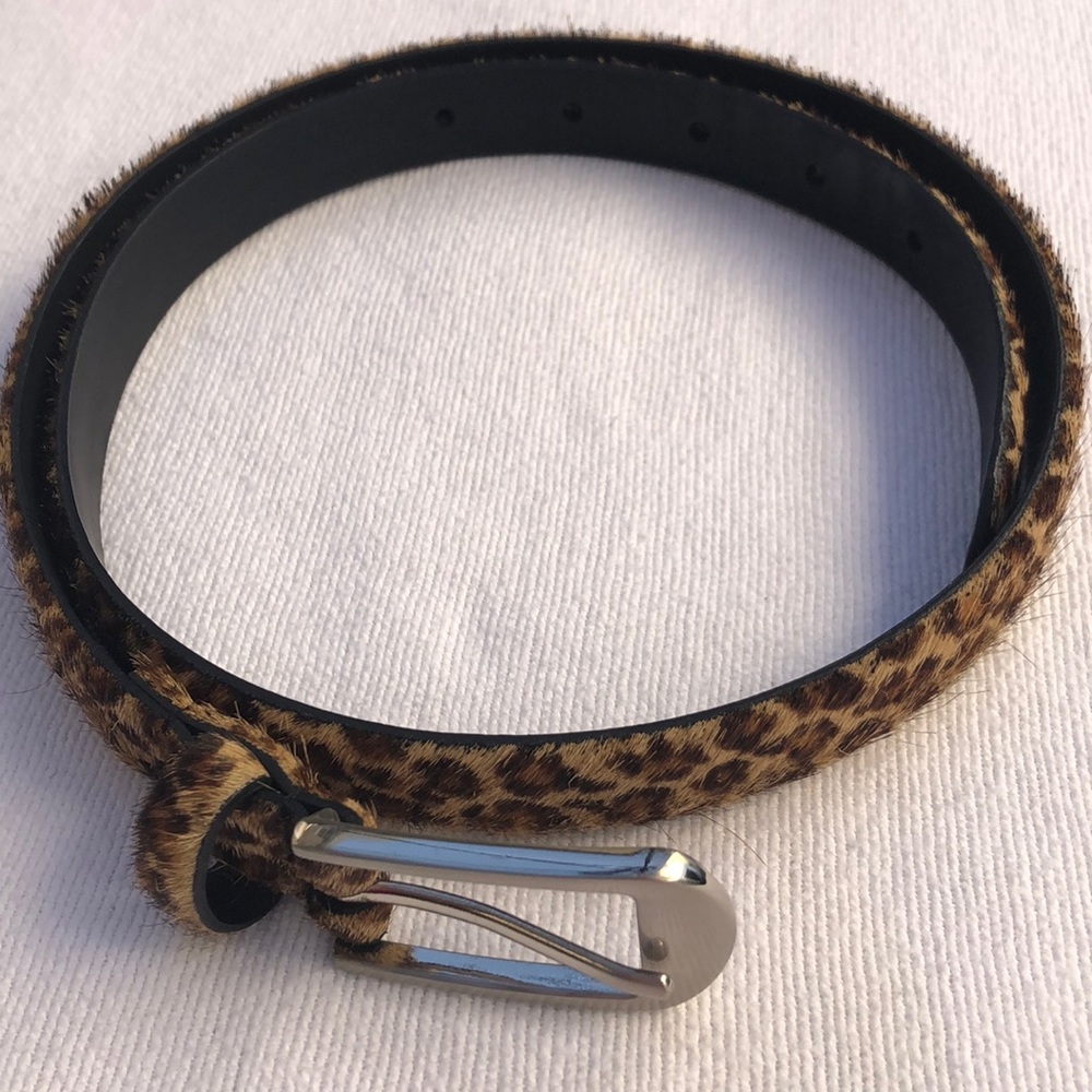 Leather belt with cheetah print and  Faux fur